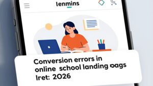 Современная иллюстрация типичных ошибок конверсии лендингов онлайн-школ от экспертов Цимбал Студии